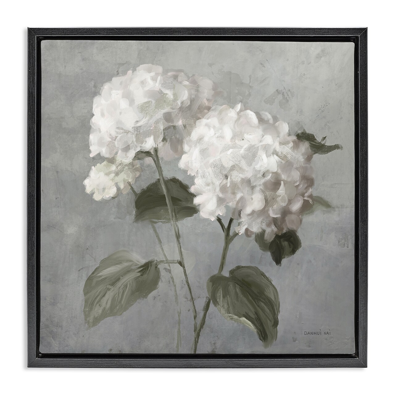 Stupell Industries White Hydrangeas Pair Floater Framed Canvas Wall Art Design by Danhui Nai